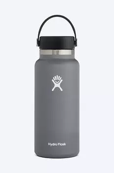 Термобутылка на 32 унции с широкой гибкой крышкой Hydro Flask, серый