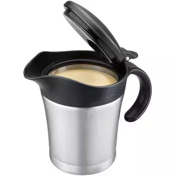 Термочаша GEFU «TREAT», 1 шт., нержавеющая сталь, с складной крышкой, 0,5 л, серебряный