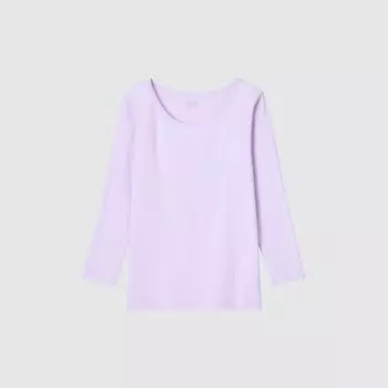 Термофутболка HEATTECH с круглым вырезом и длинными рукавами для мальчиков UNIQLO, лиловый
