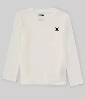 Термофутболка Hurley Little Boys 2T-7 с длинными рукавами и круглым вырезом, слоновая кость