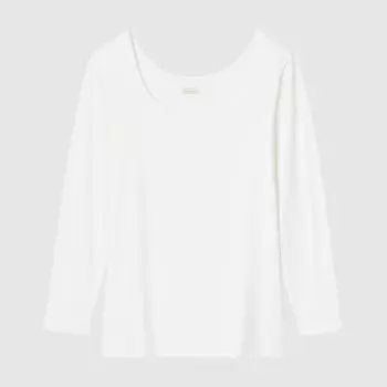 Термофутболка Uniqlo Heattech с открытой шеей, белый