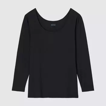 Термофутболка Uniqlo Heattech с открытой шеей, черный
