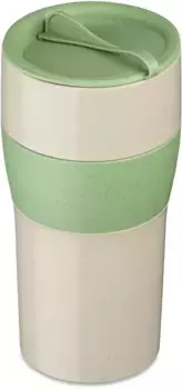 Термокружка KOZIOL "AROMA TO GO XL", CO нейтральная, производство Германия. Биоциркулярный пластик, 700 мл 18,5 см, цвет nature desert sand/nature leaf green