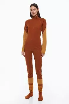 Термолеггинсы с шерстью H&amp;M, коричневый/горчично-желтый