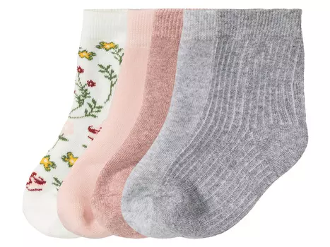 Термоноски для малышей lupilu, 5 пар, с высоким содержанием хлопка, с рисунком/белый/розовый/серый