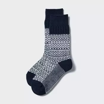 Термоноски HEATTECH с узором Fair Isle UNIQLO, темно-синий