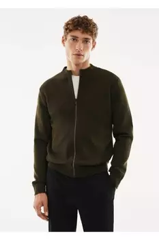 Терморегулирующий кардиган на молнии Mango, зеленый