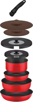 Термос Durable Series KSC-9A BTR Сковорода из 9 предметов со съемной ручкой, CA для газовых плит, ярко-красный THERMOS, Bright Red