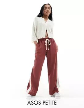 Терракотовые брюки с контрастной вставкой ASOS DESIGN Petite