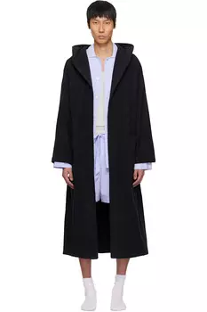 Терри халат с капюшоном Tekla, черный