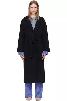 Терри халат с капюшоном Tekla, черный