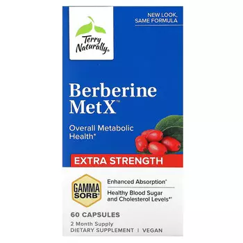 Terry Naturally, Berberine MetX, повышенная сила действия, 250 мг, 60 капсул