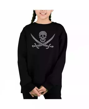 Текст песни Legendary Pirate Song - Big Girl's Word Art Crewneck Sweatshirt La Pop Art, синий