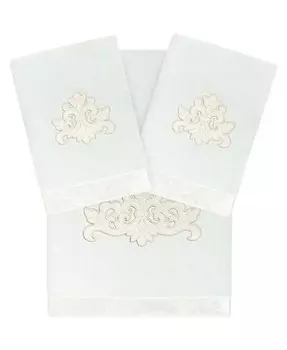 Текстиль Комплект полотенец из турецкого хлопка с украшением, 3 предмета Linum Home, синий