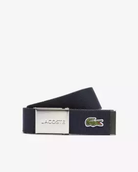 Текстильный ремень MadeinFrance с гравированной пряжкой Lacoste, синий