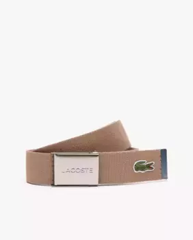 Текстильный ремень MadeinFrance с гравированной пряжкой Lacoste, белый