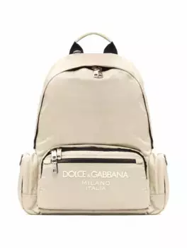 Текстильный рюкзак с логотипом Dolce&Gabbana, бежевый