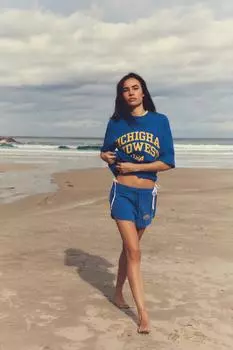 Текстовые шорты с эффектом стирки ZARA, синий