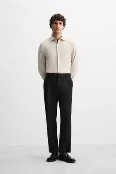 Текстурированная эластичная рубашка ZARA, песочный