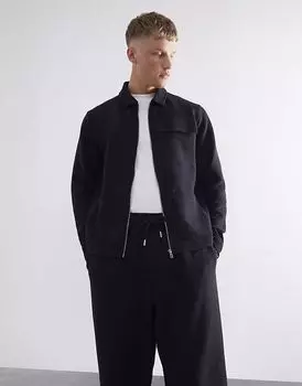 Текстурированная элегантная рубашка River Island с длинными рукавами черного цвета