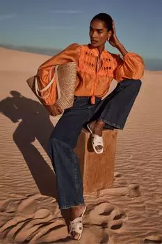 Текстурированная блузка с завязками Mint Velvet, оранжевый