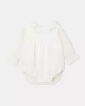 Текстурированная боди-лягушка для крещения ребенка с длинными рукавами Coconut El Corte Ingls, светло-бежевый