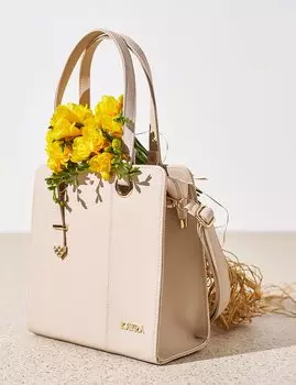 Текстурированная большая сумка кремового цвета Kayra