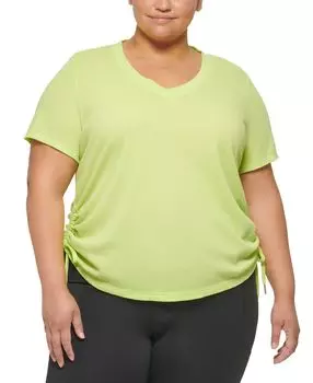 Текстурированная футболка больших размеров с рюшами сбоку Calvin Klein, мульти