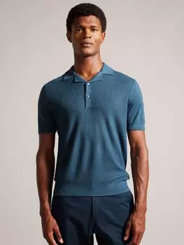 Текстурированная футболка-поло с короткими рукавами Ted Baker Adio, темно-бирюзовый