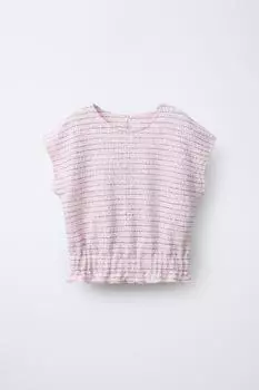 Текстурированная футболка с эластичным низом ZARA, розовый