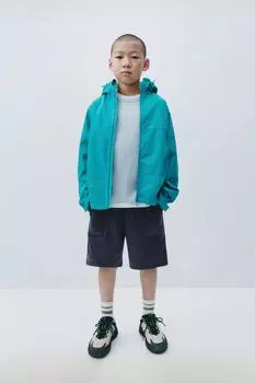 Текстурированная футболка с карманом ZARA, небесно-синий
