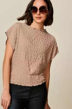 Текстурированная футболка с короткими рукавами Next, бежевый