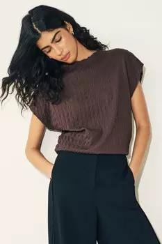 Текстурированная футболка с короткими рукавами Next, коричневый