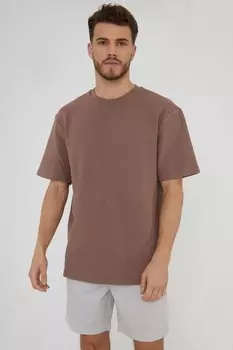 Текстурированная футболка свободного кроя с короткими рукавами Threadbare, коричневый
