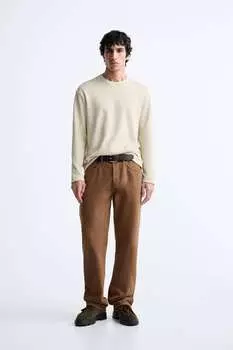 Текстурированная футболка ZARA, экру