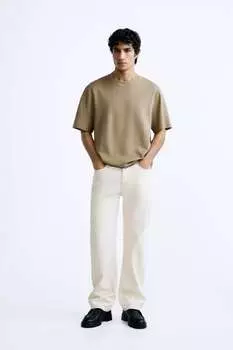 Текстурированная футболка ZARA, кэмел
