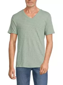 Текстурированная хлопковая футболка с V-образным вырезом Atm Anthony Thomas Melillo, цвет Surf Green