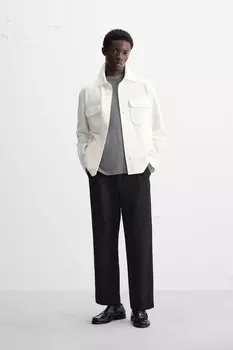 Текстурированная комфортная верхняя рубашка ZARA, устрично-белый