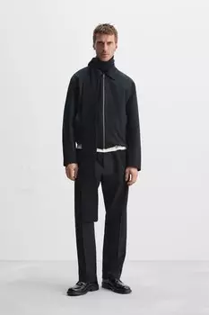 Текстурированная куртка ZARA, темно-синий