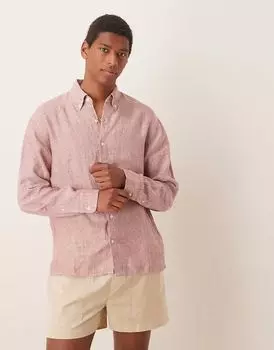 Текстурированная льняная рубашка Abercrombie & Fitch розового цвета