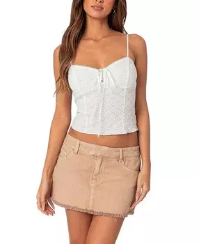 Текстурированная майка Edikted с кружевной отделкой, белый