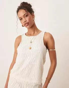 Текстурированная майка Vila кремового цвета