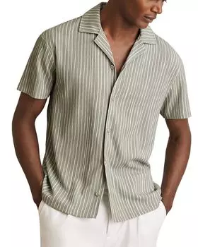 Текстурированная печатная рубашка Camp Shirt REISS, зеленый