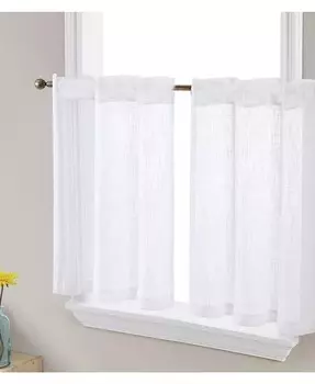 Текстурированная полупрозрачная льняная текстура Abbey, светофильтрация, прозрачный карман для стержня, короткая толстая занавеска для кафе, ярусы для маленьких окон, кухни и ванной комнаты, набор из 2 шт HLC.me, белый