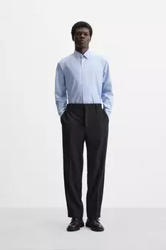 Текстурированная рубашка обычного покроя ZARA, светло-голубой