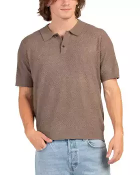 Текстурированная рубашка-поло с короткими рукавами Elie Tahari, цвет Bark Heather