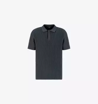 Текстурированная рубашка-поло с короткими рукавами Emporio Armani, серый
