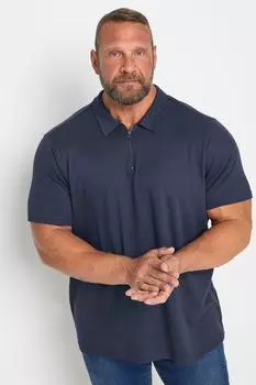 Текстурированная рубашка-поло с воротником на молнии BadRhino, синий