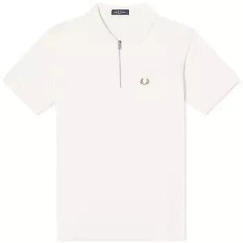 Текстурированная рубашка-поло с воротником на молнии Fred Perry, экрю