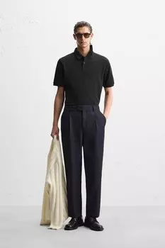 Текстурированная рубашка-поло ZARA, черный